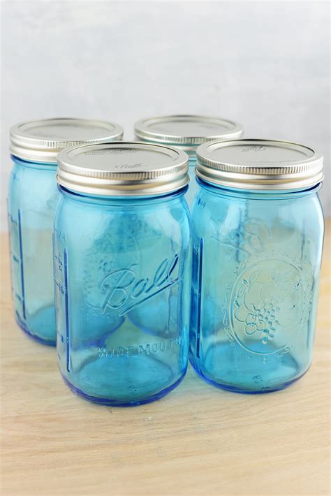 Mason Jars 4 16 Oz Blue Wide Mouth Jars Wide Mouth Blue Glass Quart