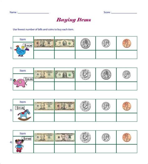 See how far you can get! 12+ Money Math Worksheet Templates - Free Word, PDF ...