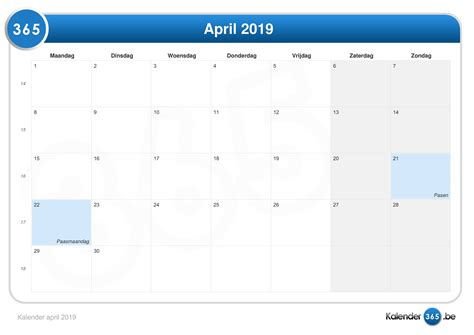 Kalender April 2019