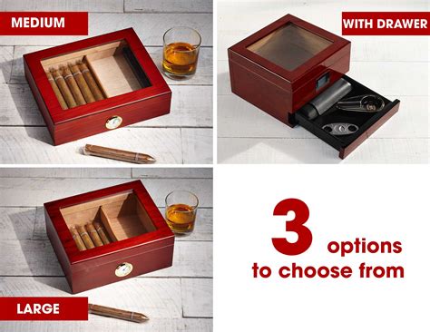 Personalized Cigar Humidor Engraved Glass Top Cigar Box Custom Humidor Gift Set Monogramed
