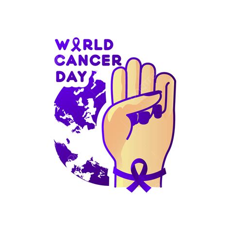 Hand With Ribbon Of World Cancer Day Vector Hand Ribbon Cancer World