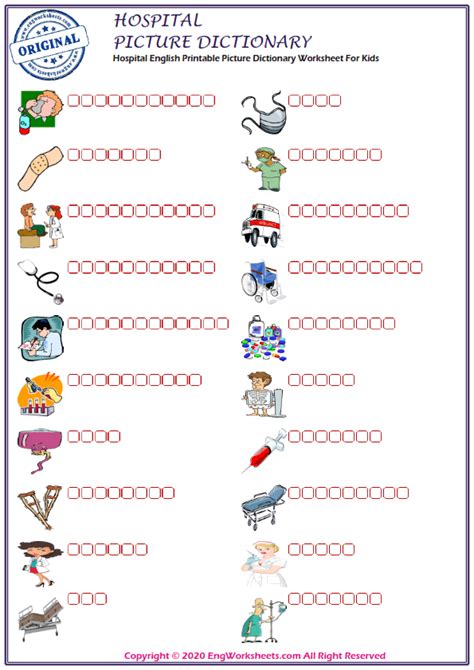 Hospital Printable English Esl Vocabulary Worksheets Engworksheets