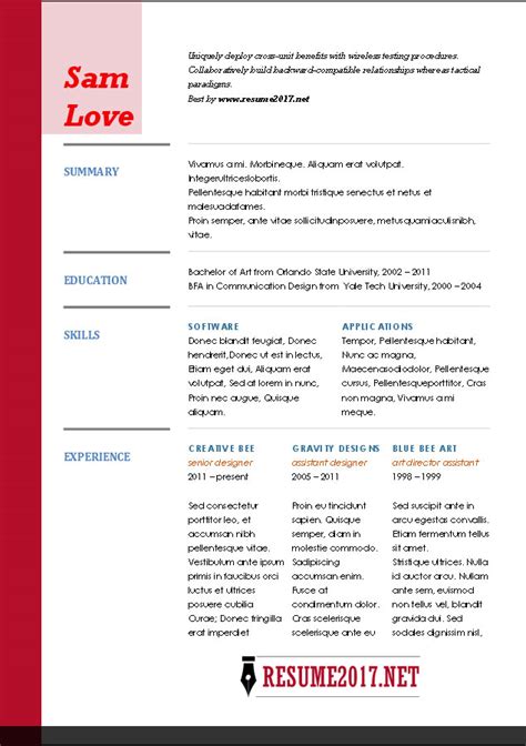 resume format      word templates