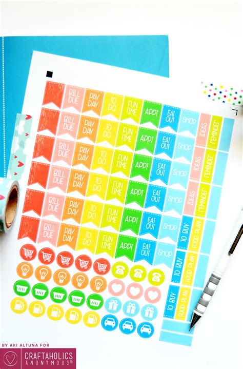 Craftaholics Anonymous Free Planner Stickers Printable