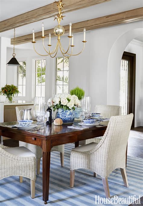 Balance the streamlined look by mixing in natural furnishings, like distressed wood tables and wicker chairs. 60 Best Dining Room Decorating Ideas and Pictures