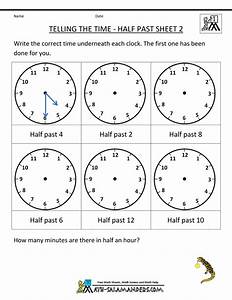 Telling Time Worksheets O 39 Clock And Half Past