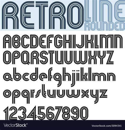 Retro Line Stylish Font Alphabet Royalty Free Vector Image