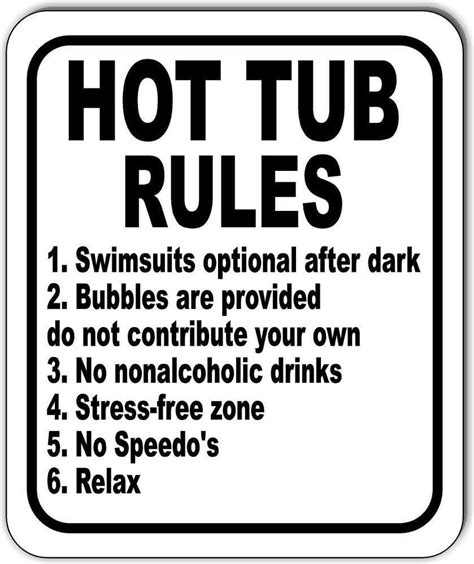 Art Wall Decor Aluminum Sign 16x12inchhot Tub Rules Swimsuits Optional No Speeders