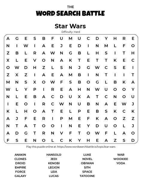 Star Wars Word Search Printable Star Wars Word Search James Emmas