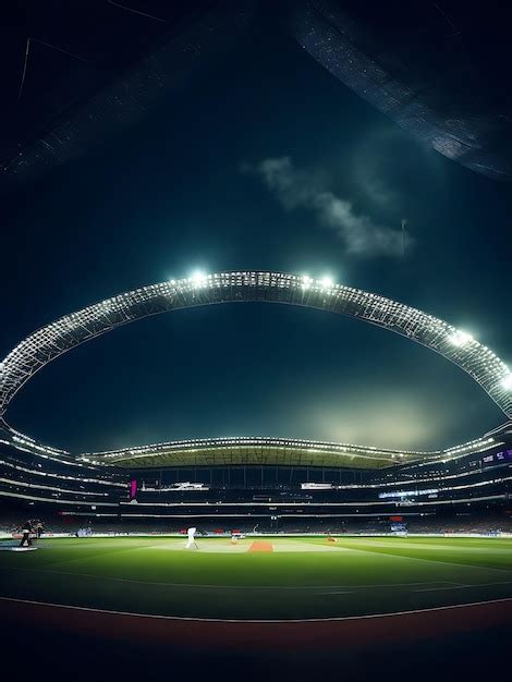 Premium Photo Cricket Stadium At Night Background