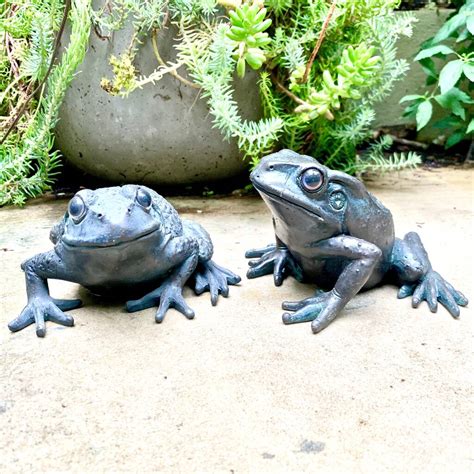 Garden greens looking a little blue? Pair Of Frog Garden Sculptures By London Garden Trading ...