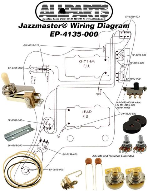 Guitarslinger parts wiring kit for jazzmaster® #gsp1127. EP-4135-000 Wiring Kit for Jazzmaster¬ | Wire, Guitar, Kit