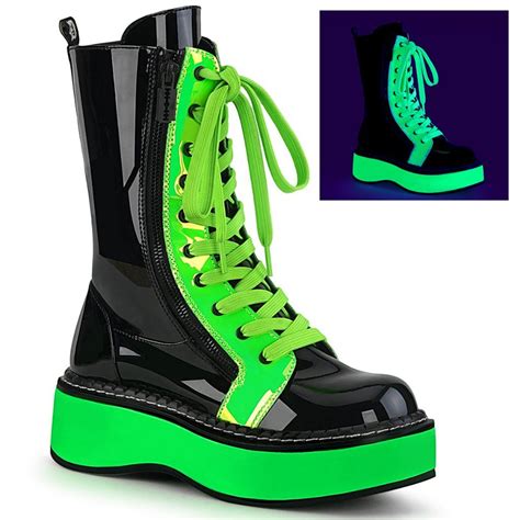 Demonia Neon Glow Green Ankle Boot In 2021 Green Ankle Boots Boots
