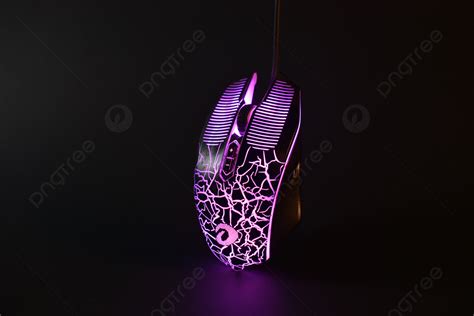 Live Broadcast Black Background Purple Fluorescent Gaming Mouse Digital