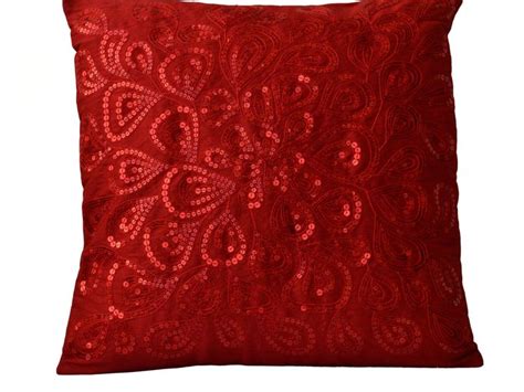 Red Sequin Throw Pillow Cover Decorative Pillow Anniversary Etsy In