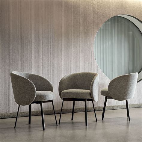 Contemporary Chair Hug Frigerio Salotti Fabric Leather Plywood