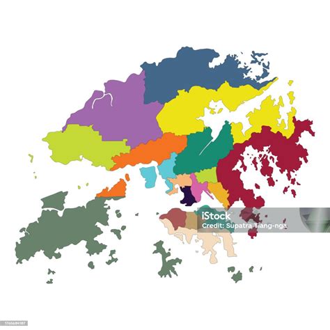 Hong Kong Map Map Of Hong Kong In Administrative Regions Stock