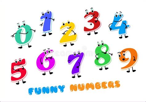 Set Of Funny Cartoon Numbers Characters Kids Figures One Two Three