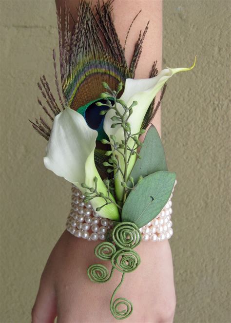 Peacock Feathers To Wear Wedding Of 8710 Corsage Prom Wrist