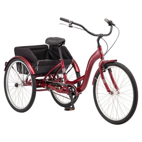 schwinn meridian adult tricycle single speed 26 inch wheels burgundy bicycles