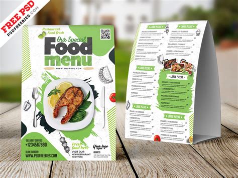 restaurant food menu tent card design psd  psd