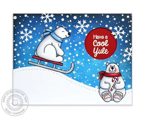 Sunny Studio Playful Polar Bears Sledding Card Sharing A W Flickr