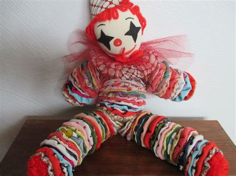 Vintage Handmade Yo Yo Clown Doll Large 20 Tall Smiling 60s 70s Payasos Manualidades