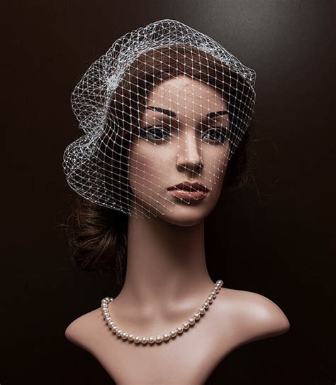 White Or Ivory Bridal Face Veiling French Face Veil For Brides