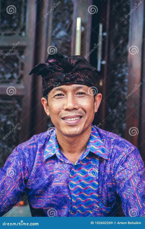 Bali Indonesia October 23 2017 Close Up Portrait Of Balinese Man