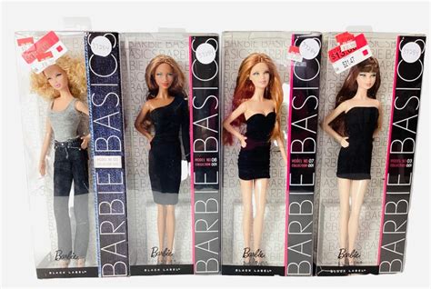 Lot 4 Boxed Barbie Basics Dolls That Model Black Dresses And Jeans
