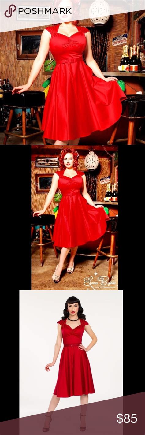 brand new ️gorgeous pinup couture heidi dress red wear red dress dresses pinup couture