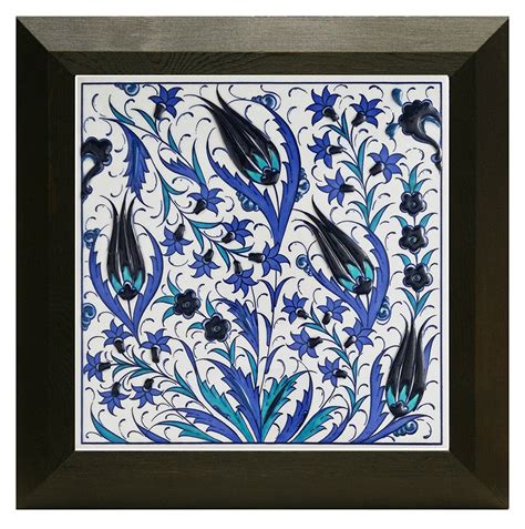 Turkish Iznik Ceramic Tile With Frame Tulip Etsy