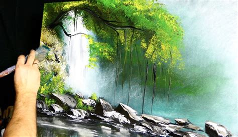 Exotic Waterfall Simple Acrylic Painting Techniques