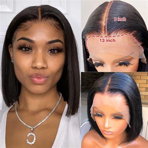 Bob Wig Straight Lace Front Human Hair Wigs T Part Hd Transparent Lace Frontal Wig Remy