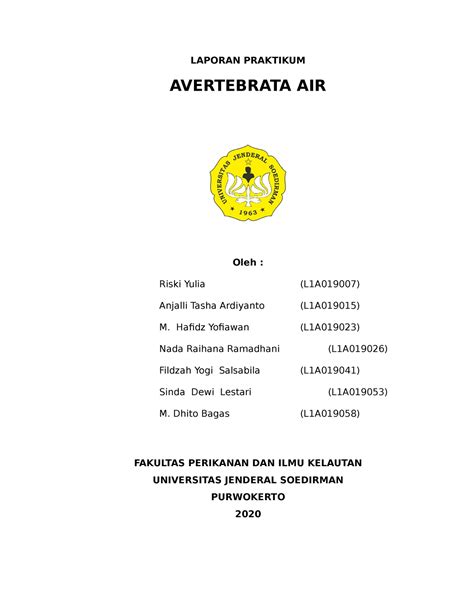 Laporan Praktikum Avertebrata Air Studi Komunitas Jenis Phylum The
