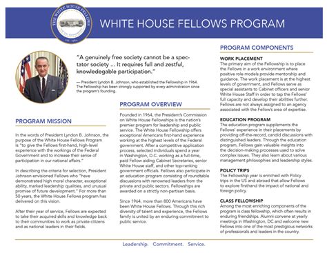 The Program White House Fellows Foundation And Association