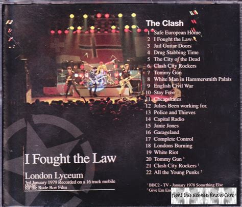Fight This Sickness Find A Cure The Clash I Fought The Law 03011979
