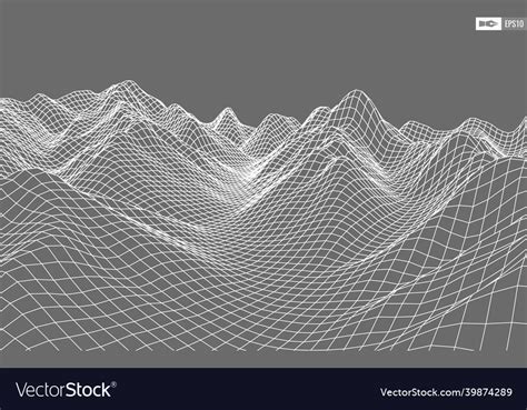 Wireframe Landscape On White Background Abstract Vector Image