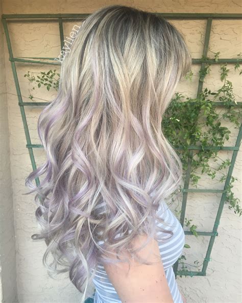 Icy Highlight With Smokey Lavender Ends Purple Blonde Hair Light