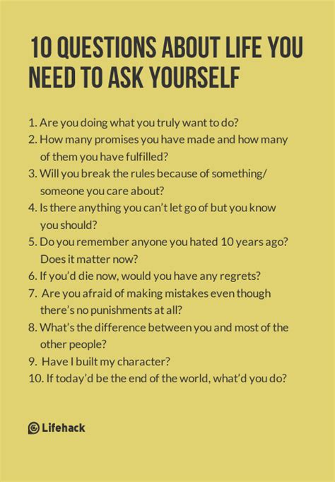 10 questions about life you need to ask yourself lifehack life questions inspirational
