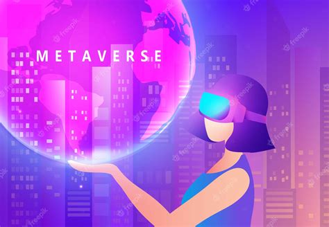 Premium Vector Metaverse Digital Virtual Reality And Augmented Reality Technology Woman