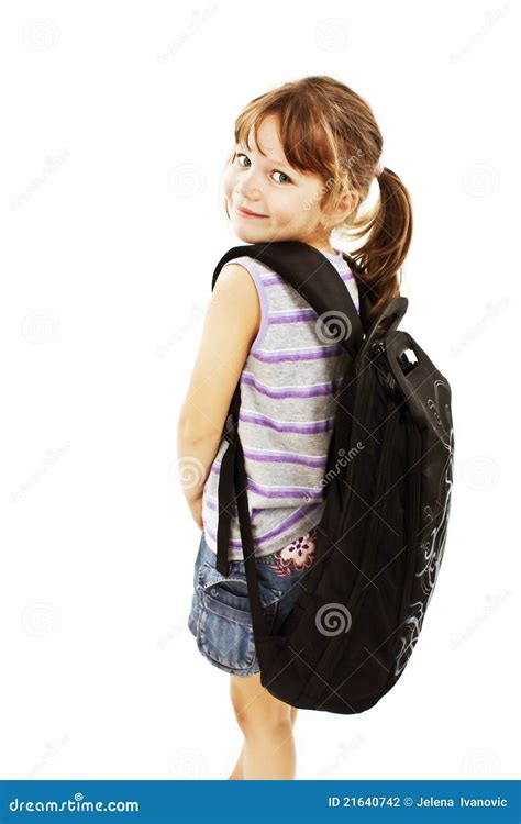 Little Girl With Big Backpack Stock Photography Image 21640742