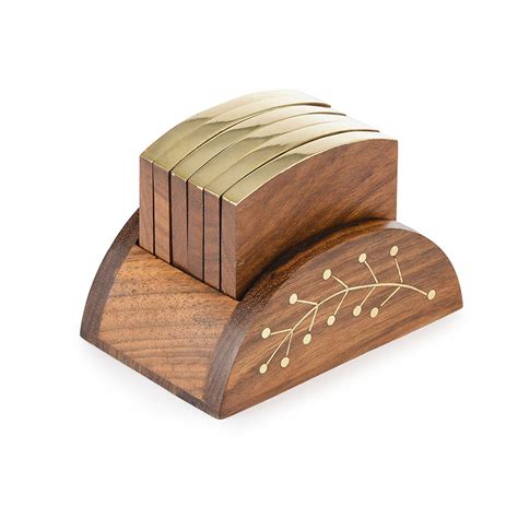 Gipnams International Wooden Designer Coaster With Tables Set 6 Of