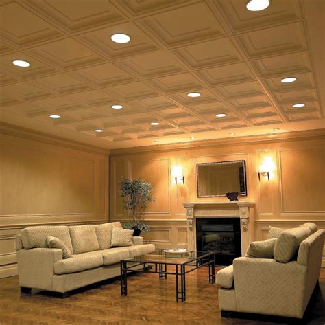 Cgc Elegance™ Coffered Sculpted Ceiling Panels Drop Ceiling Basement