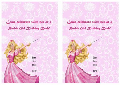 barbie birthday invitations birthday printable