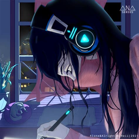 Anime Girl With Headphones Ranimesketch