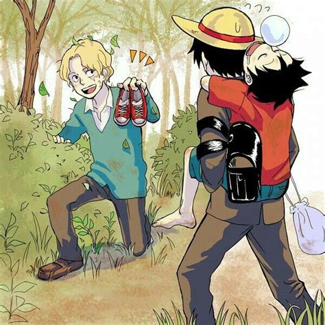 Ace Sabo Luffy Sleeping Piggyback Funny Cute Shoes Brothers