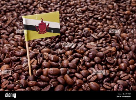 Flag Of Brunei Sticking In Roasted Coffee Beansseries Stock Photo Alamy