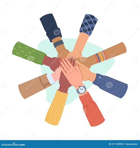 Group Of People Putting Hands Together Diversity Stock Vector