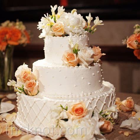 Peach Floral Wedding Cake